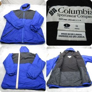 Columbia Jacket Mens Large Blue‎ Colorblock Hooded Waterproof Insulated Full Zip
